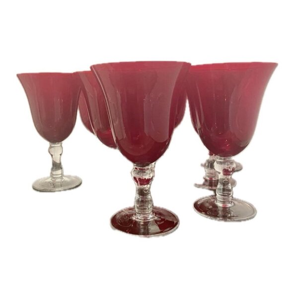 VTG BELL WINE GLASSES RUBY RED GOBLET SET OF 10 LARGE SIZE COLLECTIBLE RARE - Picture 3 of 16